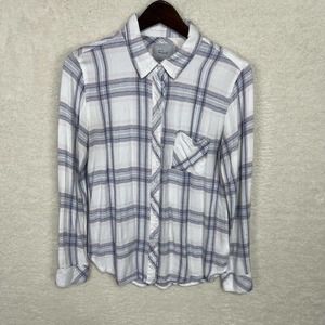 Rails Shirt Womens Sz M Hunter White Light Blue Coast Blush Plaid Flannel